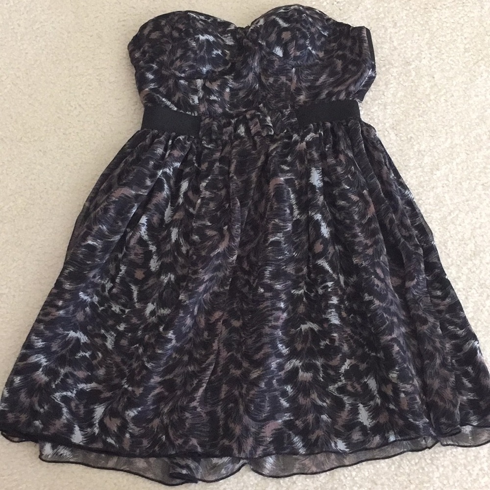 Gray Animal Print Strapless dress